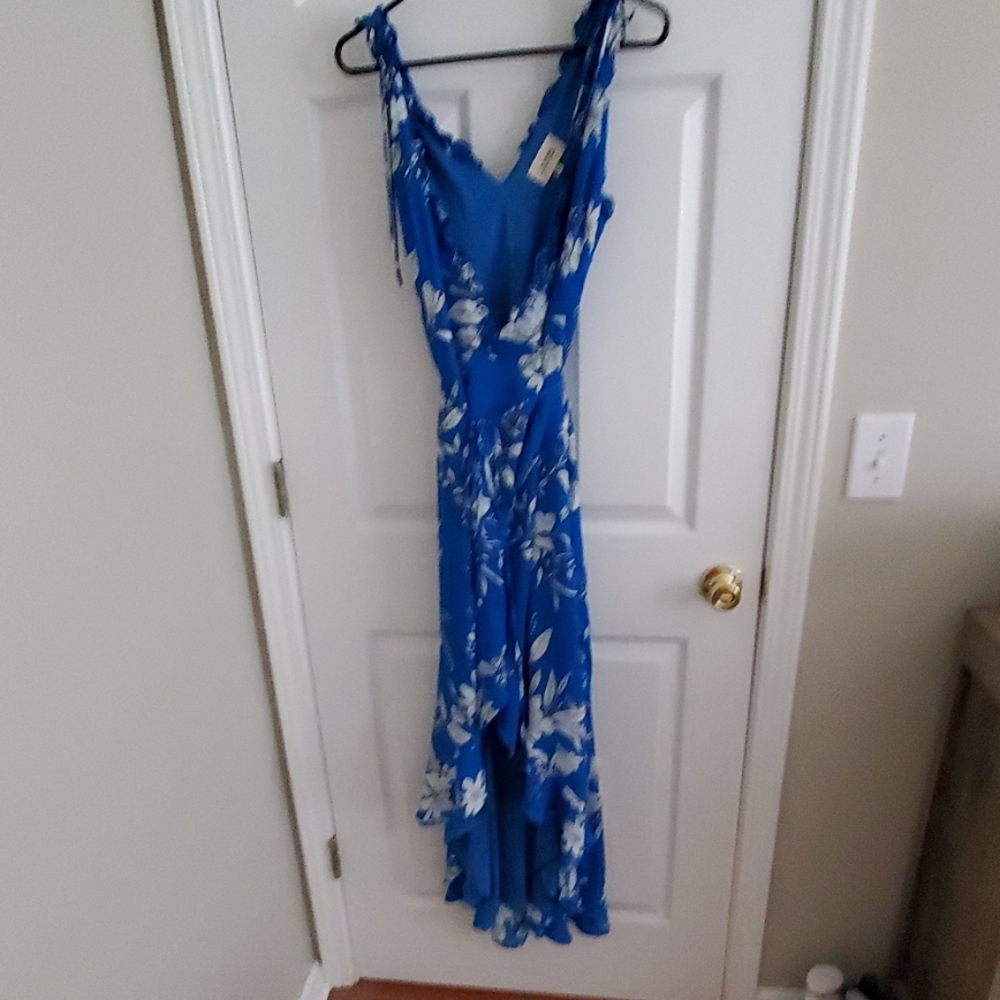 Vici Blue Floral Wrap Dress